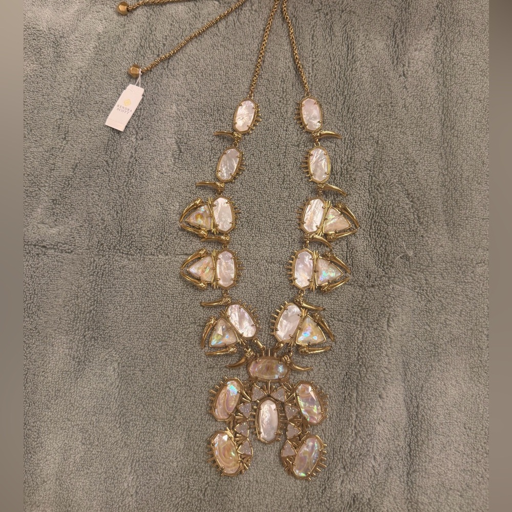 NWT Kendra Scott Yellow Rose Odessa Statement Necklace in Iridescent Abalone